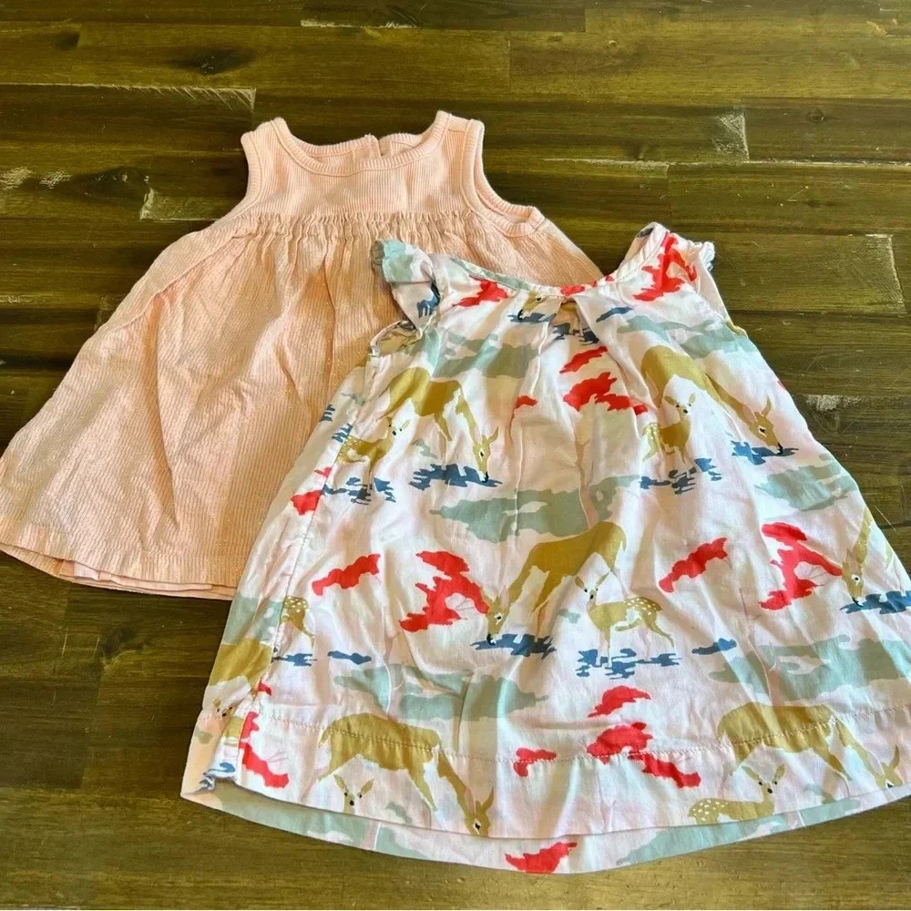 Gabp Baby Dress Bundle Pink Doe Deer Woods Ruffle Glitter stripe 3-6 months